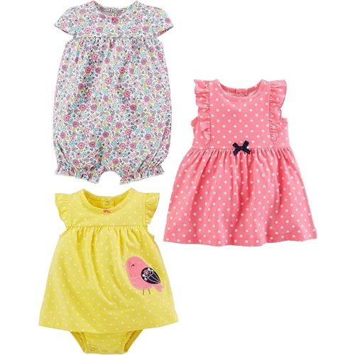 Simple Joys by Carter's baby-girls 3-pack Romper, Sunsuit and Dress