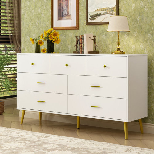 Mercer41 Bumgarner 7 Drawer 55.9" W Double Dresser & Reviews | Wayfair
