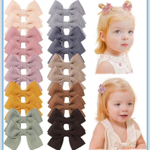 Jollybows 20pcs Baby Hair Clips Girls Bows 2" Mini Alligator Clip Toddler Pigtail Bow Fine Hair Clip