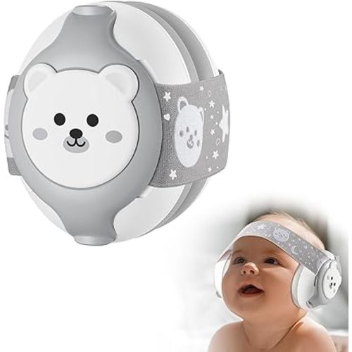 Baby Headphones-Infant Ear Protection for Babies 0-36 Months,Baby Earmuffs with Little Bear Design Noise Cancelling Headphones for Improves Sleep,Baby Travel Essentials for Outdoor, White