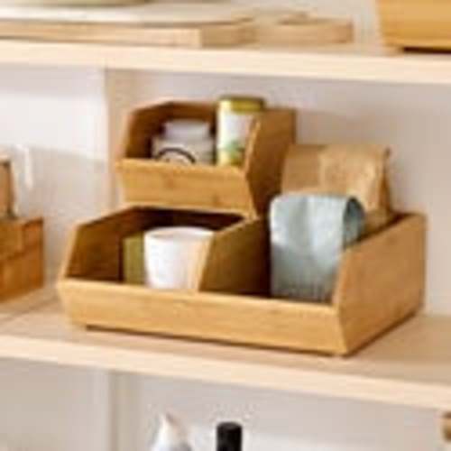 Stackable Bamboo Storage Bins