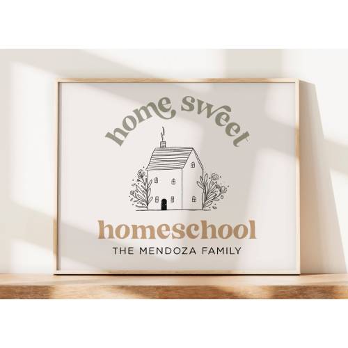 Home Sweet Homeschool Sign | Homeschool Printable Wall Art | Family Name Homeschool Decor *DIGITAL DOWNLOAD*