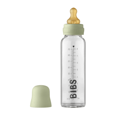 BIBS Baby Glass Bottle with Slow Flow Latex Nipple, Sage, 8 oz, 1 Count Each
