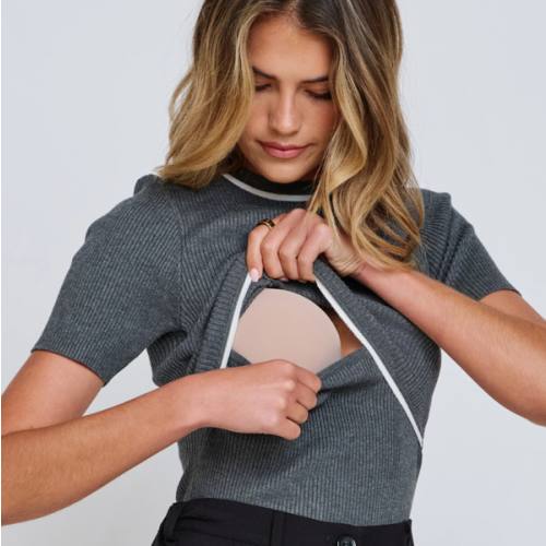 Grey Knit Breastfeeding Friendly Top – Apero Label