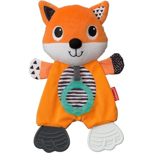 Infantino Cuddly Teether, Fox Character, 3 Textured Teething Places to Soothe Sore Gums, BPA-Free Silicone, Soft Fabric Textures to Explore, Crinkle Sounds to Discover, for Babies 0M+