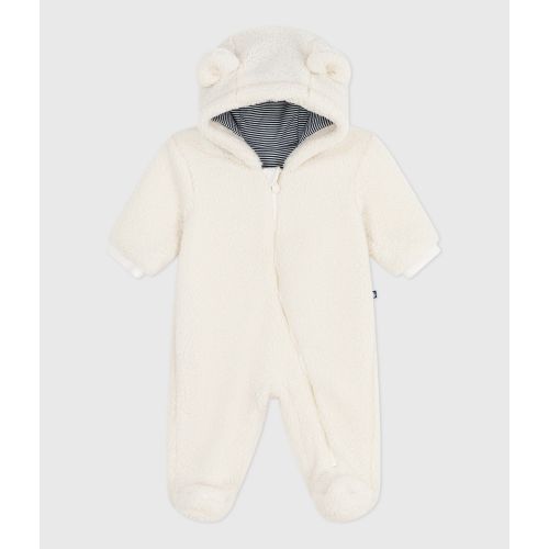 Babies' sherpa snowsuit with ears and a pinstriped lining - 6 mos