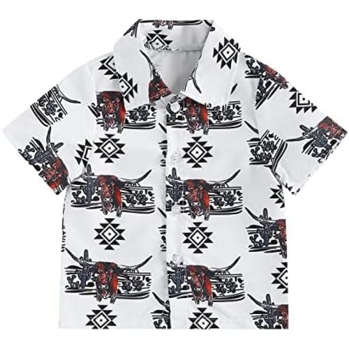 Kayotuas Western Baby Boy Clothes Cowboy Shirt Romper Long/Short Sleeve Button Down Onesie Bodysuit Infant Gentleman Outfits