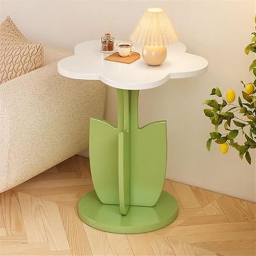 Flower Shaped Small Decorative Coffee Table for Bedroom, Living Room, Balcony (White)