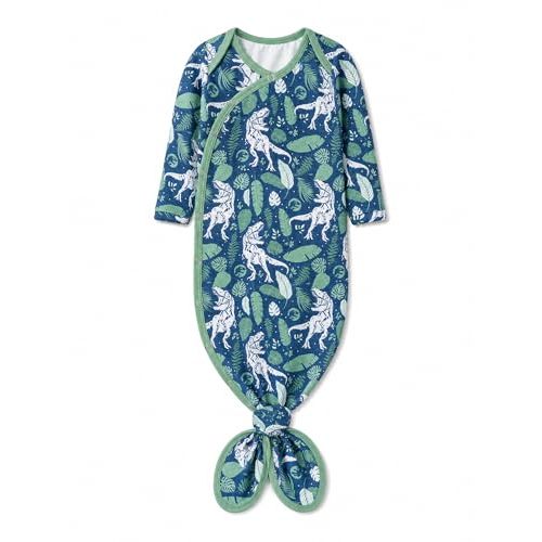 Copper Pearl Baby Gown - Knotted Newborn Sleepers for Baby Boy and Girl, Soft Stretchy Long Sleeve Infant Gowns with Bottom Tie and Hand Mittens, Perfect Hospital Coming Home Outfit (Jurassic Park)