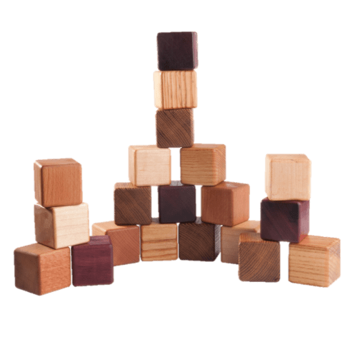 Classic Wooden Blocks for toddlers from 5 types of wood, 20- pieces