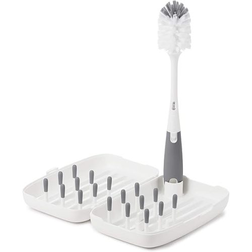 OXO Tot Travel Size Drying Rack with Bottle Brush- Gray