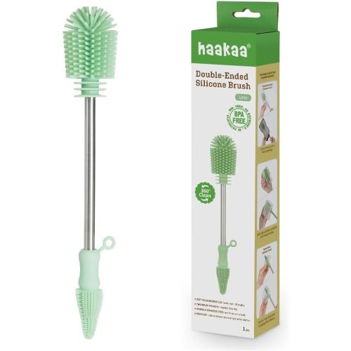 Haakaa Food-Grade Silicone Double-Ended Cleaning Brush (Brush-Blush) | Household Cleaning Brushes Food-Grade Silicone Dishwasher Safe