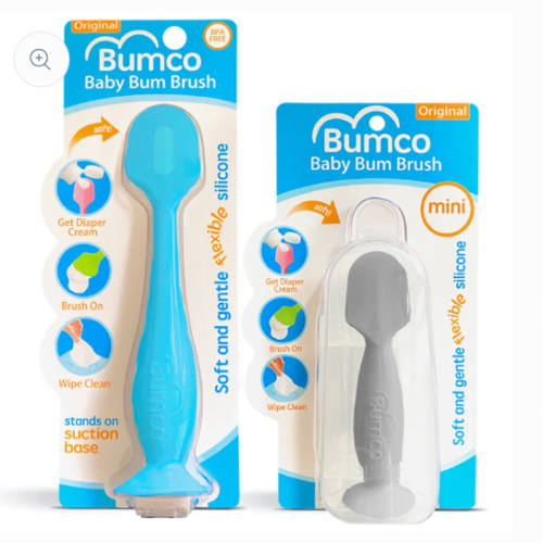 Bumco 2-Pack Full-Size & Mini Baby Bum Brush Bundle (Blue/Gray)