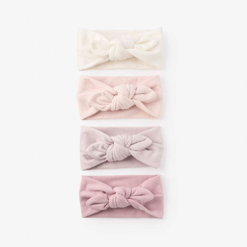 Brushed Cotton Knotted Bow Headband 4 Pack - Elegant Baby