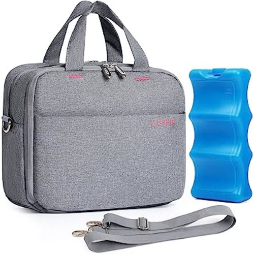 Lekebaby Breastmilk Cooler Bag with Ice Pack Fits 4 Baby Bottles, Baby Bottle Cooler Bag, BreastMilk Cooler Bag for Nursing Mom Daycare