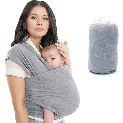 Baby Wrap Carrier,Original Breathable Baby Sling,for Newborn to Toddler, Lightweight,Hands Free Baby Carrier Sling,Adjustable Carriers,Includes Storage Bag.(Grey)