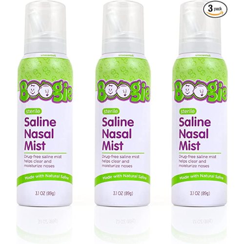 Boogie Mist Baby Saline Nasal Spray, Allergy Relief, Nasal Decongestant, FSA/HSA Eligible, Made with Saline, Unscented, 3.1 Ounce (Pack of 3)…
