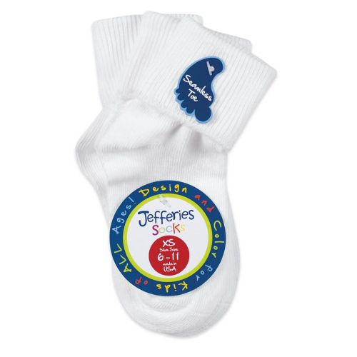 Jefferies Socks Girls and Boys Seamless Smooth Toe Turn Cuff Socks 3 Pair