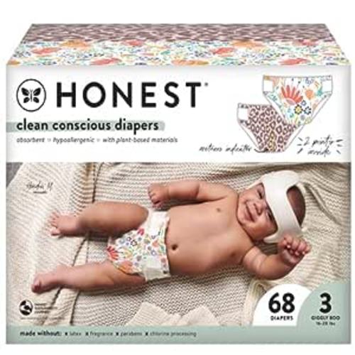 Amazon.com: The Honest Company Clean Conscious Diapers | Plant-Based, Sustainable | Wild Thang + Flower Power | Club Box, Size 3 (16-28 lbs), 68 Count