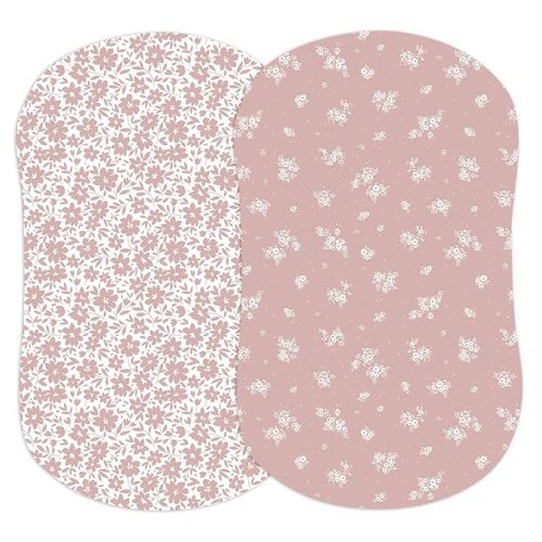 2-Pack Fitted Bassinet Sheets (Antique Rose) - Buttery Soft Cotton Blend for Standard Bassinet