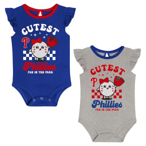Newborn Philadelphia Phillies  Cutie Ball Two-Pack Bodysuit Set