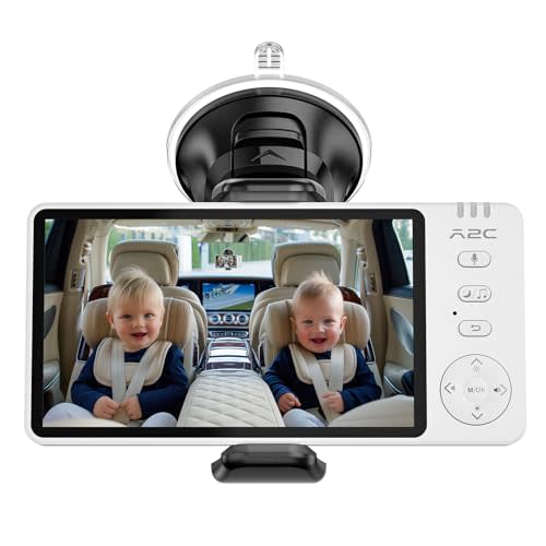 A2C Wireless Baby Car Camera, USB Powered Baby Monitor for Car Backseat & Home, 5" HD 1080P Auto/Manual Night Vision Screen with 7-Hour Battery, Rear Facing Carseat Monitor, for Travel & Home Safety