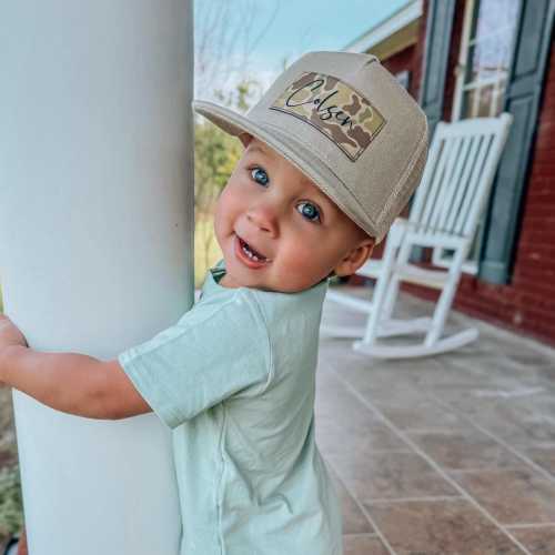 Personalized Snapback Hat | Infant and Youth, Camo- Style BR - Green Duck Camo