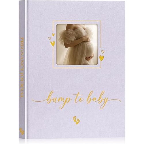 Lanpn My Pregnancy Journal Memory Book for First Time Mom, 156 Page Pregnant Announcement Must Have Planner, Pregnancy Tracking Diary Scrapbook Keepsake Gift for Mom to Be Expecting New Parent Purple