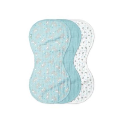 green sprouts® 3-pack Organic Cotton Muslin Burp Cloths in Aqua Fox - AQUA - 3 PACK