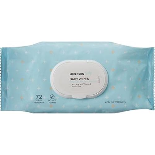 McKesson Baby Wipe with Aloe and Vitamin E, Unscented, Alcohol-Free, 72 Wipes, 12 Packs, 864 Total
