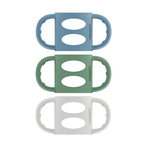 Dr. Brown’s Milestones 100% Silicone Baby Bottle Handles, Narrow, Blue, Green, Gray, 3 Pack, 4m+