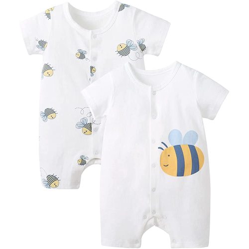 pureborn Baby Romper Bodysuits 2-Pack Unisex Soft Cotton One-Piece Outfit for Infant Boys Girls 0-24 Months