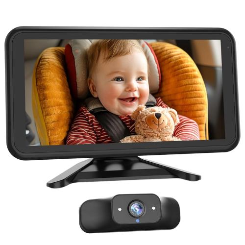 Baby Car Mirror Camera for 2 Kids with IR Night Vision, 3X Zoom Car Camera for Baby 1080P HD Images 360°Rotating Adjustable Car Seat Camera for Baby Rear Facing BV1