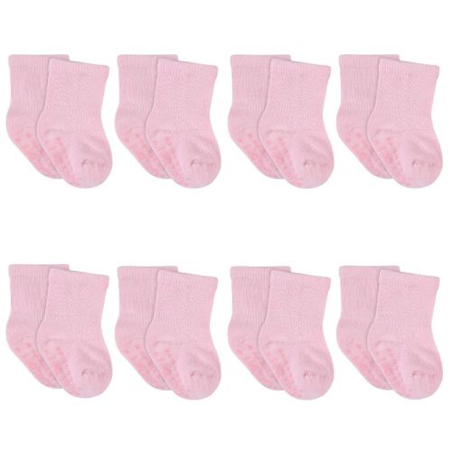 Gerber Baby Girls' Wiggle-proof™ Jersey Crew Socks - Light Pink - 6-12 Months - 8-pack