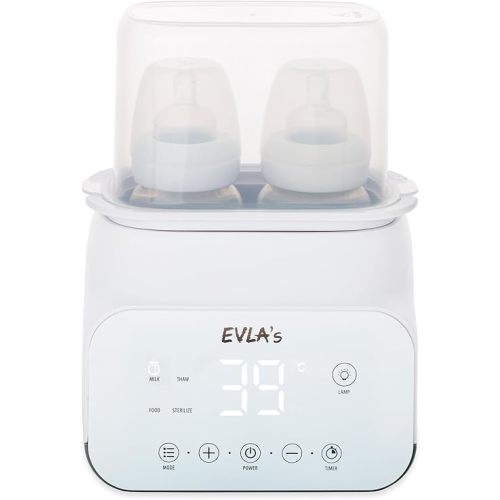 EVLA’S Baby Bottle Warmer, Multi-Function Feeding Bottle Warmer, Fast and Accurate Breastmilk and Formula Milk Warmer with Timer, Defrost, Keep Warm, Baby Food Jar Heating Functions, White
