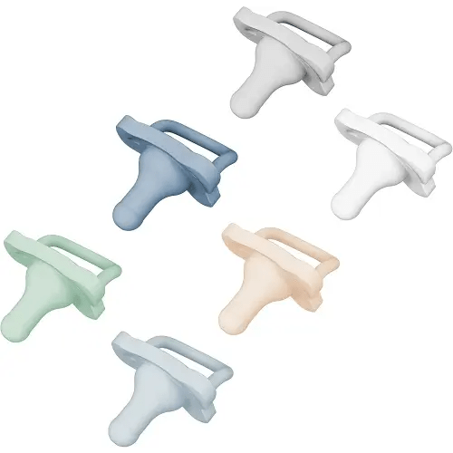 Dr. Brown's HappyPaci 100% Silicone, Newborn Baby Pacifiers 0-6 Months, BPA Free, White, Blue, Light Blue, Cool Gray, Green, and Ecru, 6 Pack