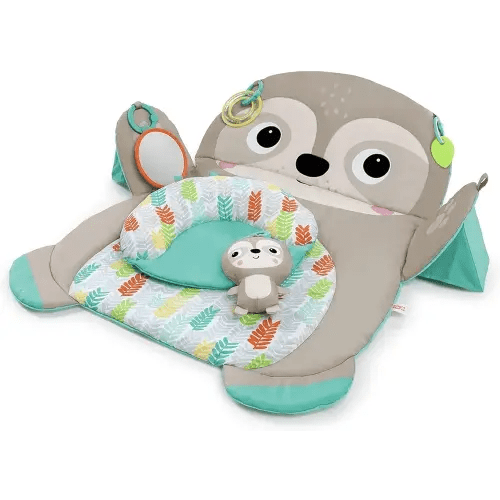 Bright Starts Tummy Time Prop & Play Baby Activity Mat with Support Pillow & Taggies - Sloth 36 x 32.5 in., Age Newborn+