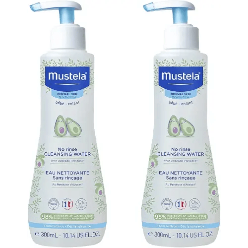 Mustela Baby Cleansing Water - No-Rinse Micellar Water - with Natural Avocado & Aloe Vera - for Baby's Face, Body & Diaper - 1 or 2-Pack - Various Sizes