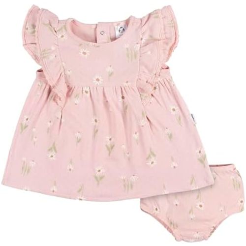 Gerber Baby Girls' Cotton Dress and Diaper Cover Set