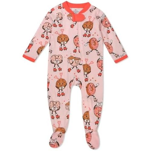 HonestBaby Sleep & Play Footed One-Piece Pajama Sleeper 100% Organic Cotton, Baby Girls