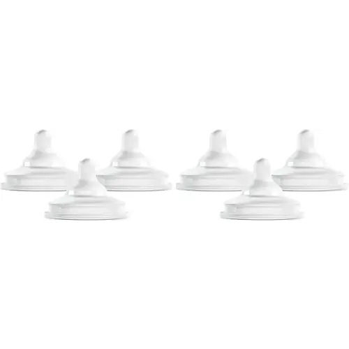 Boon Nursh Curve Silicone Baby Bottle Nipples - Platinum Food-Safe Silicone Bottle Nipples - Preemie Nipples for Baby Bottles - Baby Bottle-Feeding Supplies - 3 Count (Pack of 2)