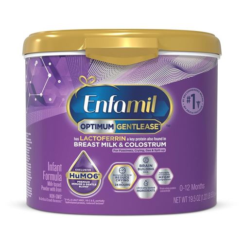 Enfamil Optimum (Enspire) Gentlease, Our Closest Formula to Breast Milk, Immune-Supporting Lactoferrin and Brain-Supporting DHA Baby Formula - Powder 19.5 Oz Tub