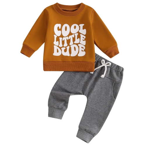 Gerichy Toddler Kids Baby Boy Fall Outfits 1T 2T 3T Letter Print Long Sleeve Tops Pants Winter Clothes Sets