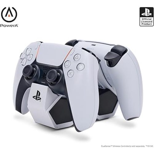 PowerA Twin Charging Station for Dualsense Wireless Controllers, Charge, Sony PlayStation, PS5, Officially Licensed
