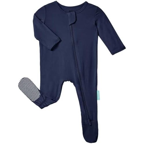 PurComfy Baby Zipper Footie Pajamas, Supersoft Bamboo Rayon Baby Footed Pjs Boy Girl 0-3-6-9-18-24 Month Coverall Sleepers