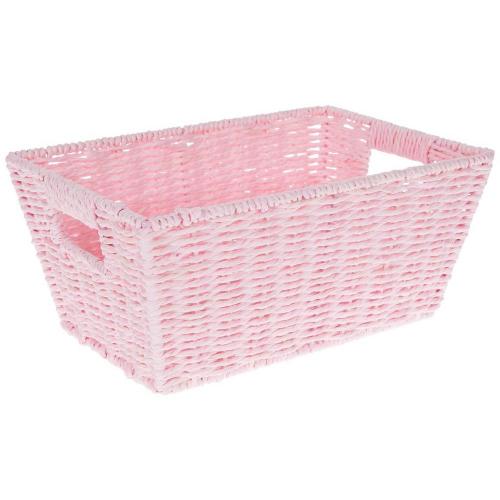 Pink Rectangle Woven Basket