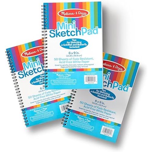 Melissa & Doug Mini Sketch Pad of Paper (6 x 9 inches) - 50 Sheets, 3-Pack