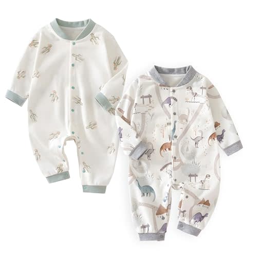 Cherie Kids 100% Organic Cotton Soft 3-24 Months Unisex Footless Newborn Baby Sleepers Pajamas Romper Boys Girls Long Sleeve