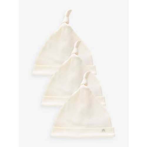 Buy Neutral 100% Cotton Tie Top Baby Hats 3 Pack (0-12mths) from Next Australia