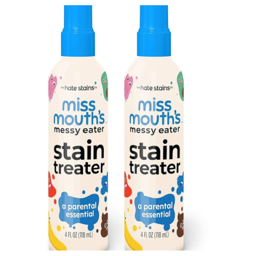 Miss Mouth's Messy Eater Stain Treater Spray - 4oz 2 Pack Stain Remover - Newborn & Baby Essentials - No Dry Cleaning Food, Grease, Coffee Off Laundry, Underwear, Fabric